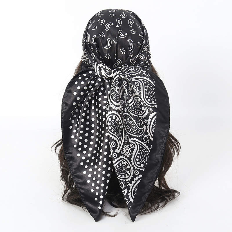 Scarf Silk Square - Handkerchiefs Hair Silk Scarf 90*90cm Print