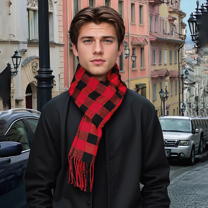 New Design Plaid Cashmere Scar - Muffler Men Wool 评论和价格