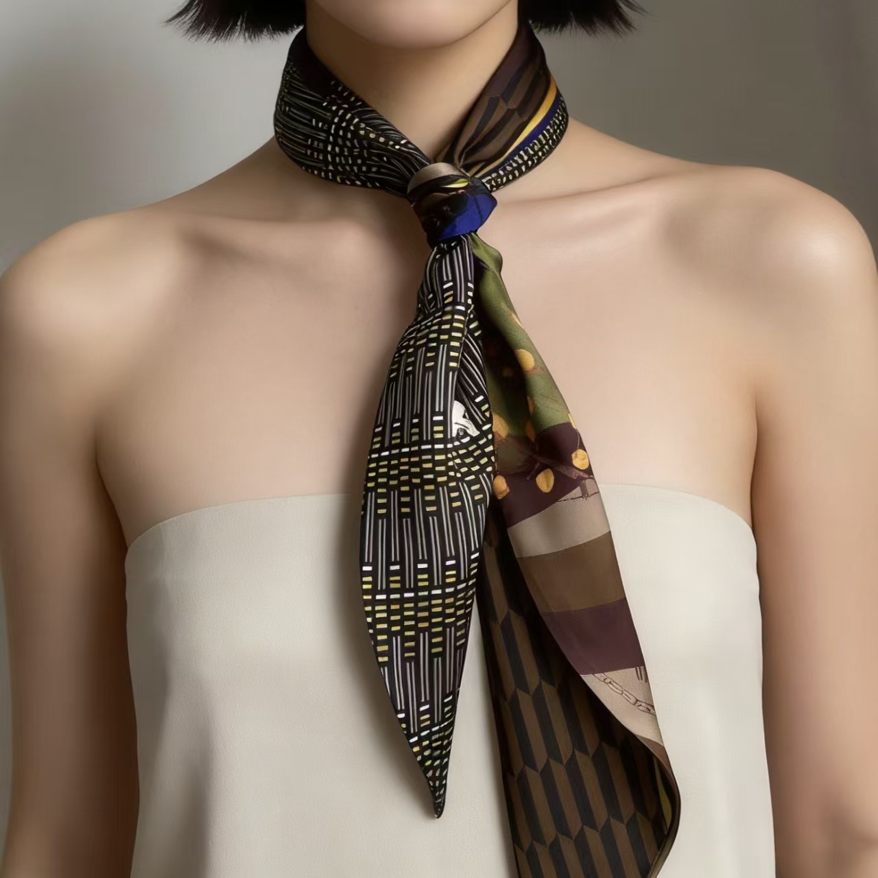 Luxury Print Long Hair Ribbon  - Face Scarf Mask 评论和价格
