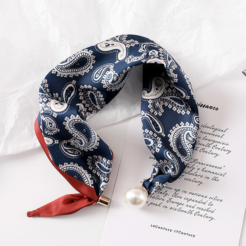 Women New Pearl Buckle Silk Sc - Face Scarf Mask 评论和价格
