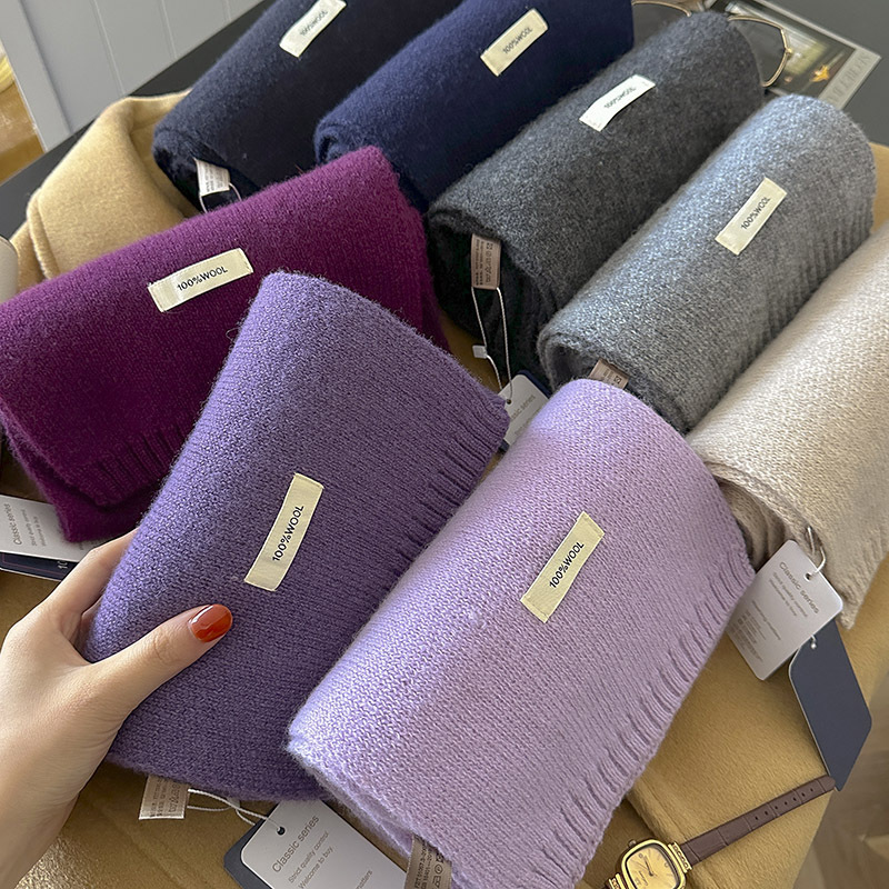 48-Color Pure Wool Scarf Autum - Muffler Men Wool 评论和价格